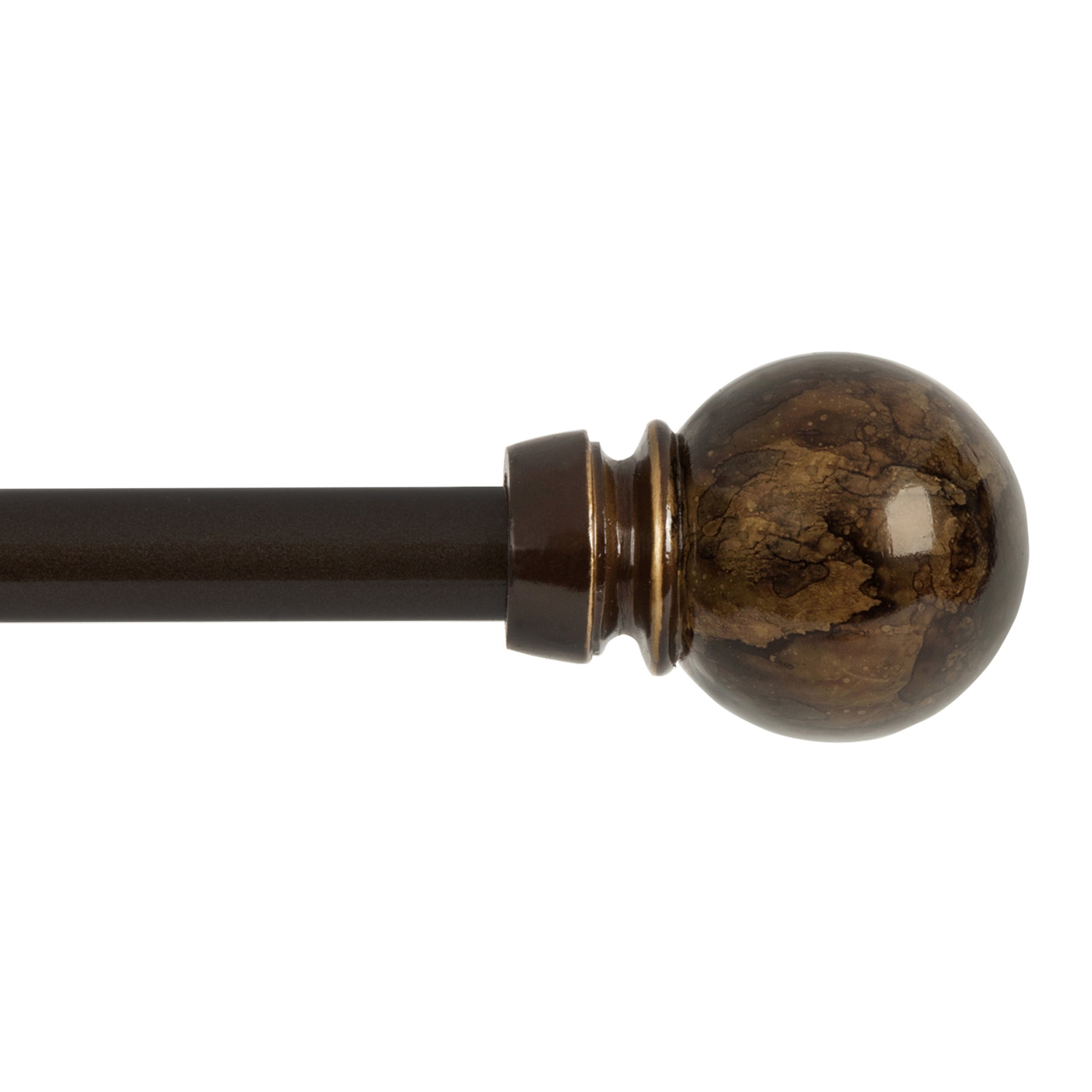 Mainstays 28-48 in. Jillian Adjustable Petite Cafe Curtain Rod, 1/2 in. Diameter, Brown Marble