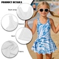 thumbnail image 5 of Uorisanigo One Piece Swimsuits for Girls Blue Tye-Dye Modest Beach Swim Dress with Skirt Bathing Suits Beach Vacation, Size 6-7, 5 of 6
