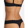 thumbnail image 3 of No Boundaries Fit Stretch Lace Thong Panties, 3-Pack, Women's XS-XXXL, 3 of 7