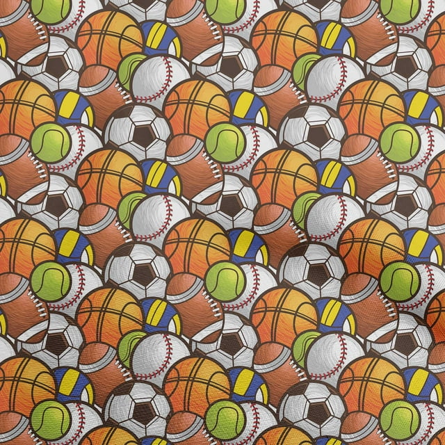 oneOone Polyester Spandex Orange Fabric Sports Basket & Football Craft Projects Decor Fabric Printed By The Yard 56 Inch Wide