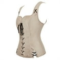 thumbnail image 2 of Grebrafan Corset Pirate Burlesque Lace up Clothing for Women Beige L, 2 of 5