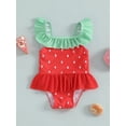 thumbnail image 3 of Toddler Baby Girl Swimsuit 3 6 12 18 24 Months 2T 3T Cute Watermelon Print Sleeveless Square Neck Ruffle Bathing Suit Summer Baby Swimwear, 3 of 9