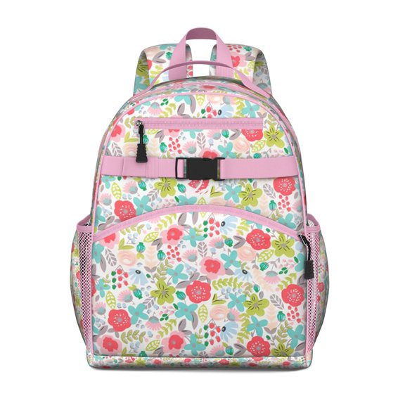 Bloom Blossom Design Student Backpack Adjustable Padded Straps and Chest Buckle Water-resistant Lightweight School Backpack for Student and Students