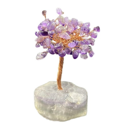 Natural Crystal Money Tree Bonsai Copper Wired Office Wealth Luck Decor ...