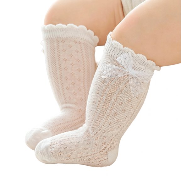 Miaouyo Toddler Baby Girl Socks with Bows Breathable Soft Summer Dress Socks