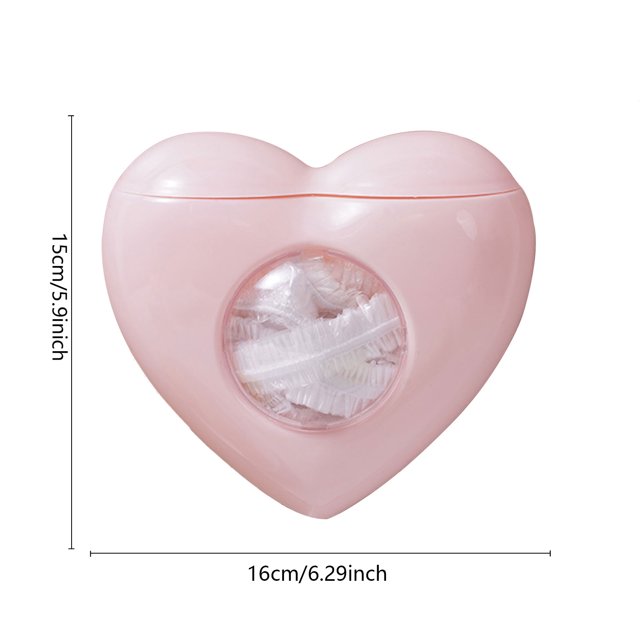 Caja De Almacenamiento De Envoltura De Plástico Caja de almacenamiento de envoltura de plástico montada en la pared Dispensador de película adhesiva en forma de amor (rosa) Hugtrwg Libre de BPA