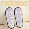 thumbnail image 4 of Junzan Fuzzy Feet Slippers For Women,House Shoes Non Slip Indoor/Outdoor,Floral Purple Buffalo Plaid Designs-Large, 4 of 9