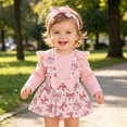 thumbnail image 4 of CAUYDY Little Baby Girl Clothing Newborn Ruffle Sleeve Romper Cute Sets 0 3 6 9 12 18 Months Toddler Photography Outfits Kids Suit Shower Christmas Gift Purple Sizes 3-6 Months, 4 of 5