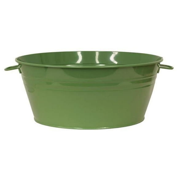 Houston International Trading 6087E SA S-2 19 x 8.5 in. Enameled Galvanized Steel Planter & Tub, Sage Green - Set of 2