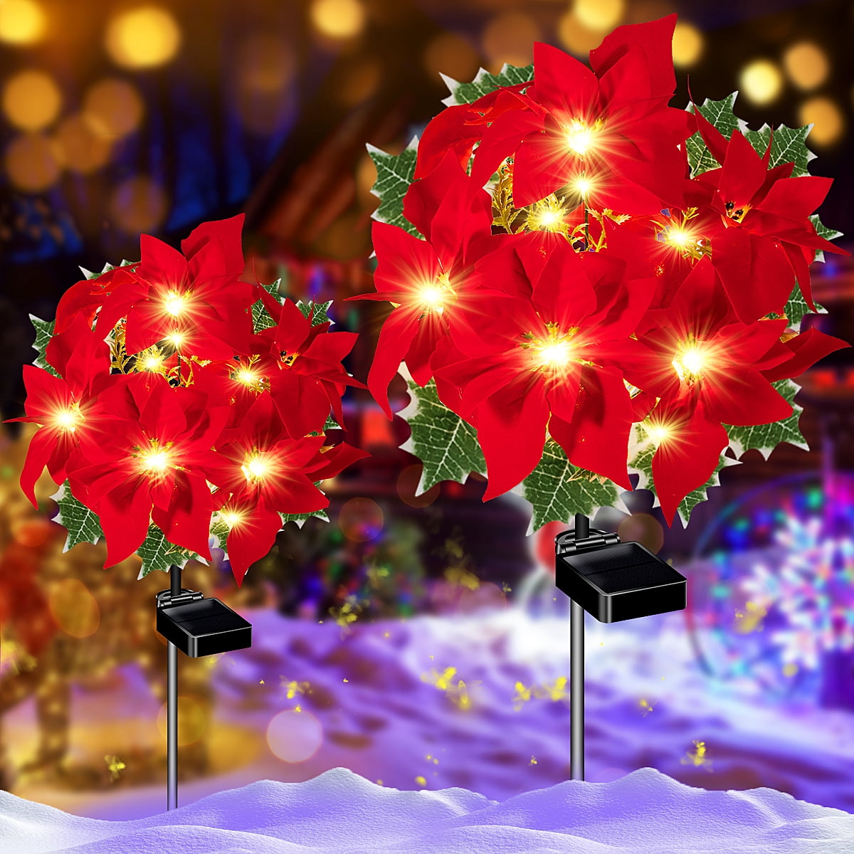 4pc Solar Christmas Tree Garden Stake Lights Waterproof Christmas Decorations Tree Lights Outdoor Xmas Tree Light Christmas décor Pathway Lights