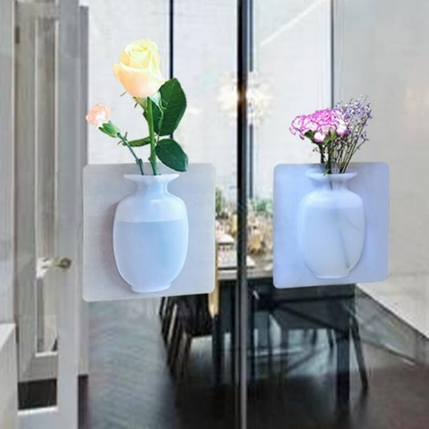 SweetCandy Creative Silicone Selfsticking Vases Wall Hanging Flower Vase Container Home Offices