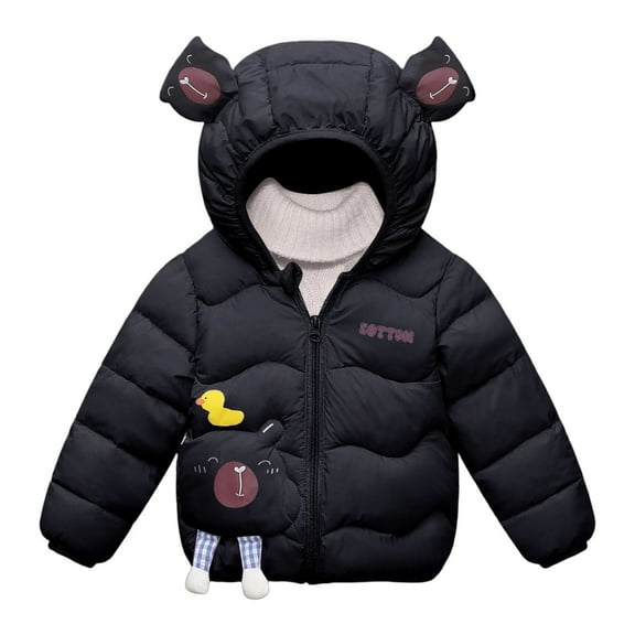 Kiijoy Boys Winter Down Jacket Baby Cute Cartoon Hooded Padded Coat Outerwear, Sizes 18-24M