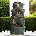 thumbnail image 5 of Haverchair 10 Tier Cascading Rock Outdoor Water Fountain, 40"H Garden Freestanding Rockery Natural Waterfall Fountains Outdoor with LED Lights, Soothing Tranquility Fountains for Home Garden Yard Dec, 5 of 9