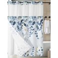 thumbnail image 3 of No Hook Shower Curtain with Snap-in Liner, Navy Blue Eucalyptus Leaves Waterproof Fabric Bathroom Curtains, Retro Country Leaf Botanical Bath Curtains & Mesh Top Window 72"x96" Extra Long, 3 of 9