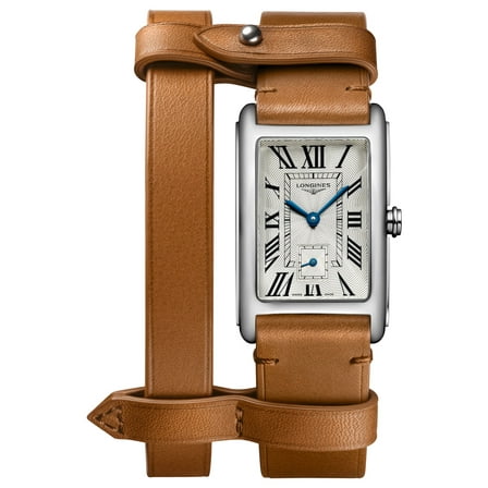 Longines DolceVita x YVY Stainless Steel Silver Dial Brown Leather Strap Quartz Womens Watch L5.512.4.71.B