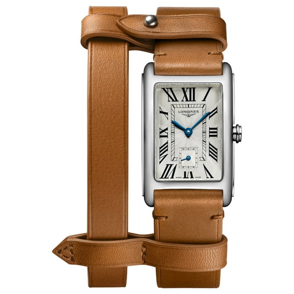 Longines DolceVita x YVY Stainless Steel Silver Dial Brown Leather Strap Quartz Womens Watch L5.512.4.71.B