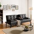 thumbnail image 7 of Walsuuny Futon Sofa Bed Adjustable Futon with 2 Cup Holders & Removable Arms Convertible Folding Recliner faux leather sofa,Black, 7 of 7