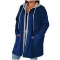 thumbnail image 5 of QUNYINEY Plus Size Winter Coats for Women Coatigan Blue Overcoat Long Sleeve Loose Fit Hooded with Pockets Waffle Women Jacket, 5 of 5