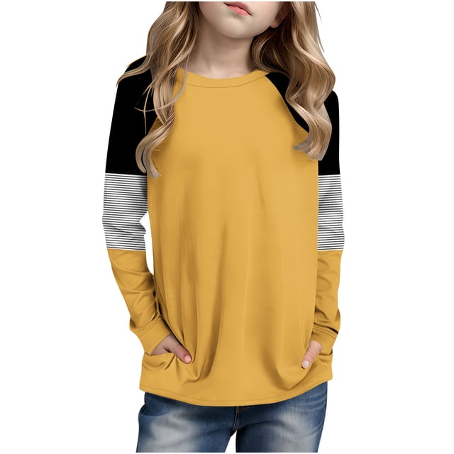COM1950s Chemises pour Filles, Haut à Manches Longues Col Rond Mignon et à la Mode pour Filles