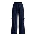 thumbnail image 5 of TRUNZI Sweatpants for Women Wide Leg Baggy Stretchy High Waist Tummy Control Drawstring Casual Joggers with Side Flap Pockets,Dark Blue,Size 2XL, 5 of 9