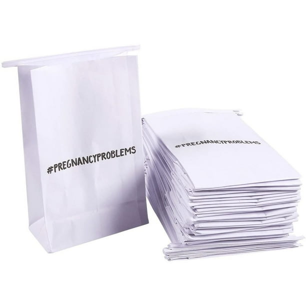Barf Bag 50 Count Car Vomit Bags Hashtag Pregnancy Problems White Throw Up Sick Bags For Motion Sickness Morning Sickness And Hangovers Disposable Paper Puke Bag 6 X 9 7 X 2 6 Inches Walmart Com