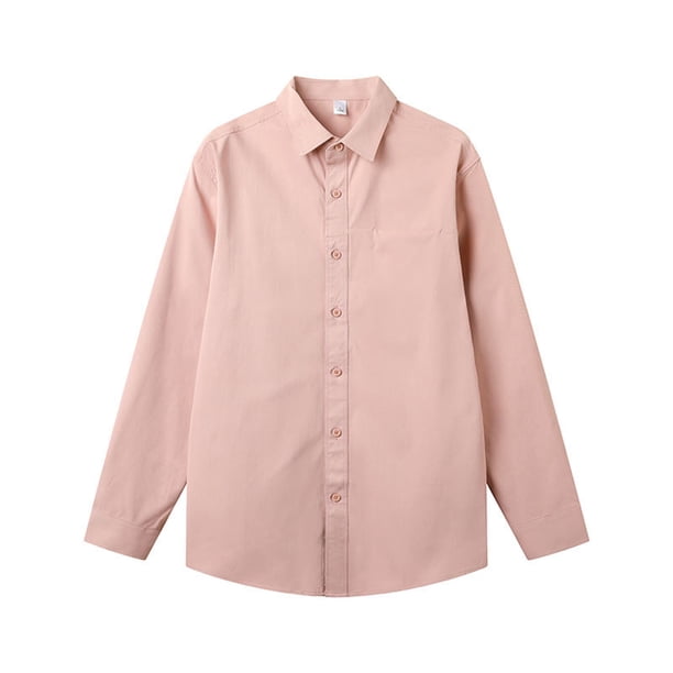 pstuiky camisa de manga larga para hombre, Camisa de manga larga con solapa y manga larga para hombre, color liso y ligero Tops casuales para hombres xxxxl