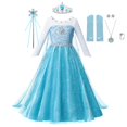 thumbnail image 1 of Disfraz de Frozen 2 de Disney para niñas, disfraz de reina de la nieve Elsa, vestido de princesa con lentejuelas azules, ropa de fiesta de cumpleaños y Carnaval para niños, 2T (etiqueta 100) Gao Jinjia LED, 1 of 2