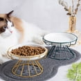 thumbnail image 2 of Elevated Ceramic Cat Dish with Secure Metal Stand Whisker Friendly Vomiting Prevention Shallow Feeder Bowl for Indoor and Small Dogs Hygienic Pet Dining Solution, 2 of 4