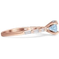 thumbnail image 5 of Petite Round Solitaire Ring Baguette Aquamarine Cubic Zirconia Rose Tone 925 Sterling Silver, Size 9, 5 of 7