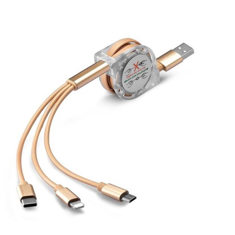 Go Away Round Telescopic Aluminum Alloy Shell Charging Cable Three-in-One Data USB Cable Phone Charger Go Away Round Telescopic Aluminum Alloy Shell Charging Cable Three-in-One Data USB Cable Phone Charger