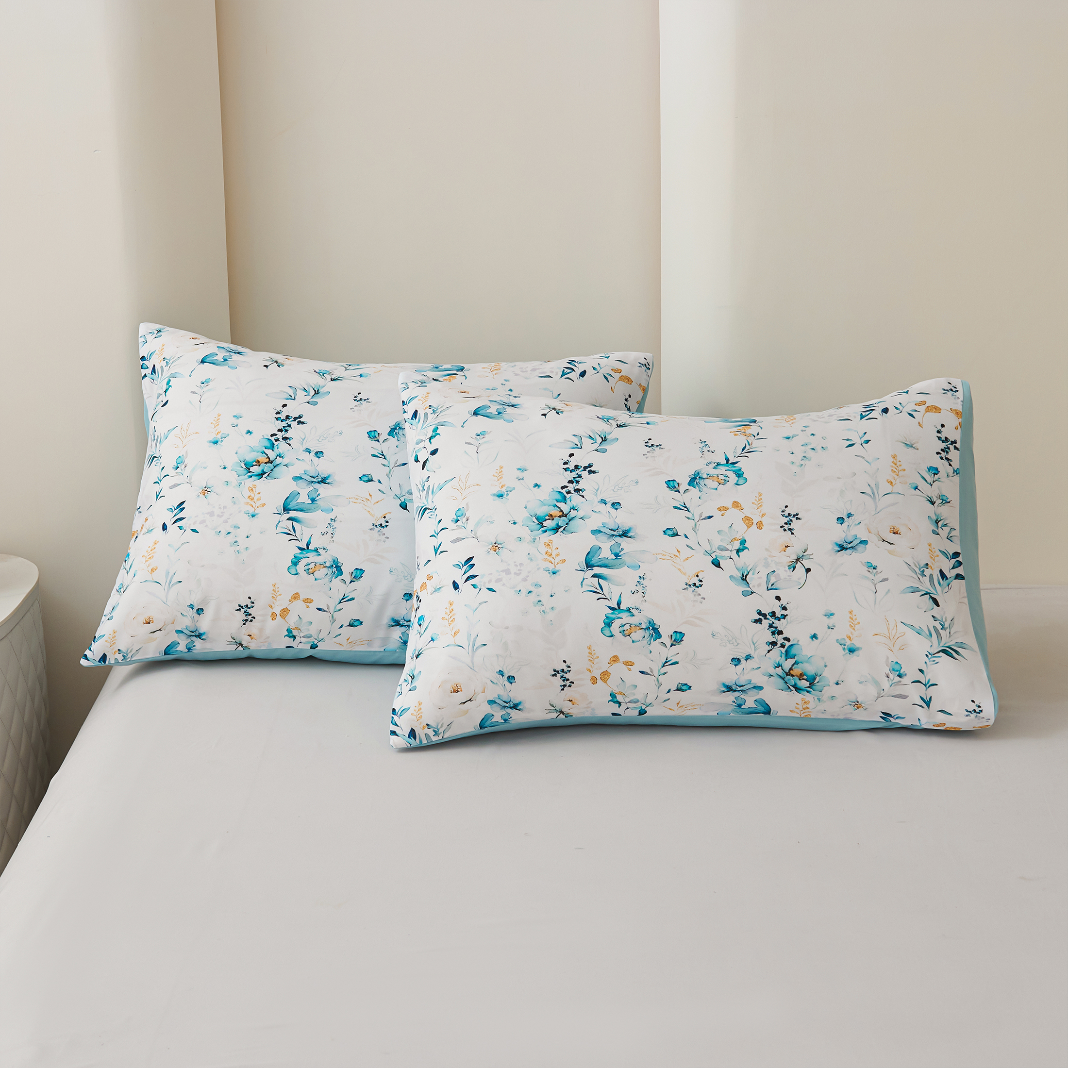 Koniroom 3 Pieces Floral Comforter Set King Size, Reversible Blue and White Flower Bedding with Peonies, Roses, Wildflowers, Leaves, and Branches Pattern for Women
