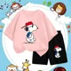 thumbnail image 3 of Conjunto de camiseta de verano con estampado de Snoopy para niños y adolescentes, camiseta de algodón de manga corta y pantalones cortos, traje de 2 piezas, ropa de moda para niños, 3 of 5