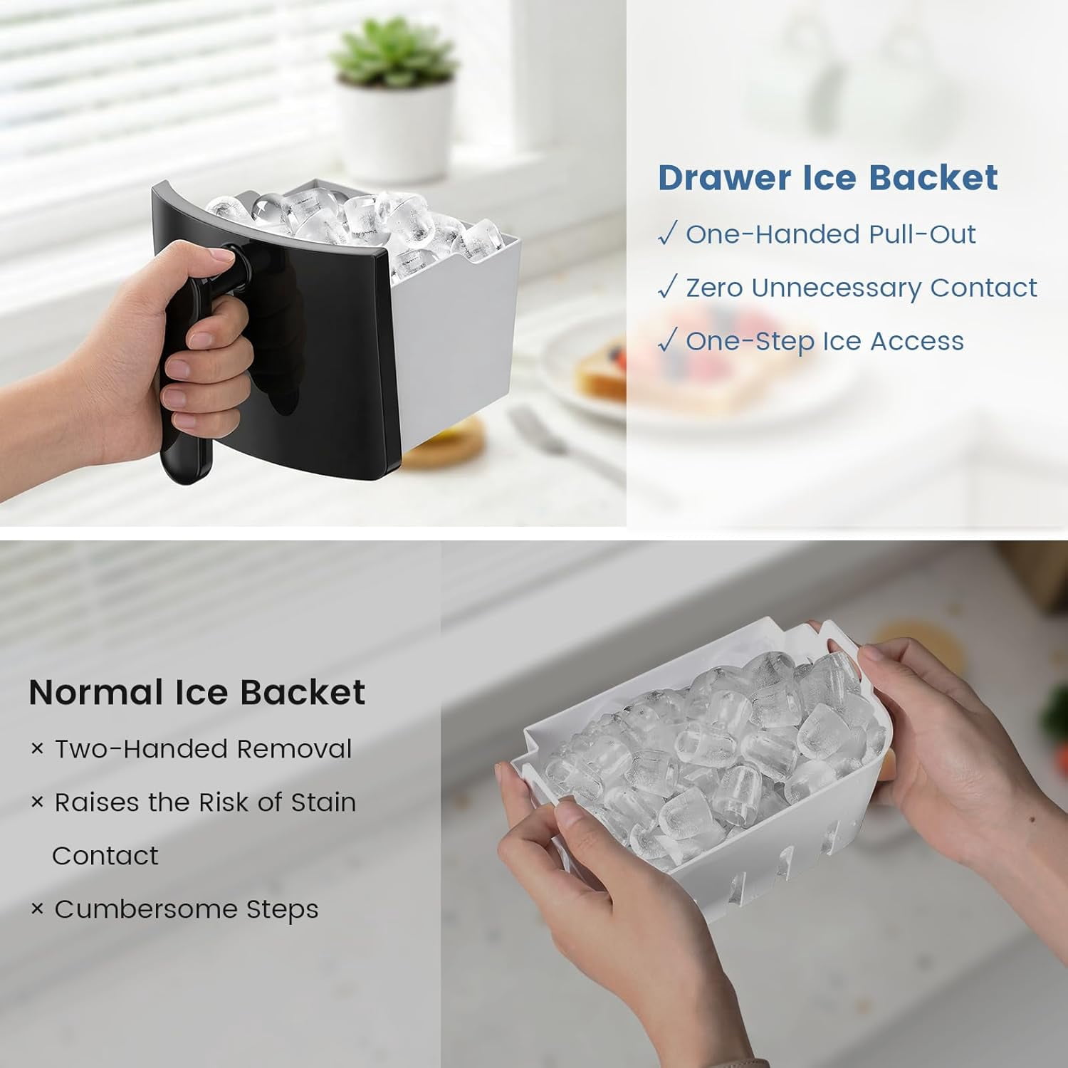 Bullet Ice Maker, 18Lbs/24H Compact Countertop Ice Machine,Fast 6Pcs Bullet Ice in 8 Mins, Removable Lid Easy to Clean,  Self-Cleaning & Low Noise ,Black