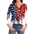 thumbnail image 5 of Women's Loose Fit Round Neck 3/4 Sleeve T-Shirt, Independence Day Graphic Print Casual Top for Casual Fridays, Eco-Friendly Dye Process,White S, 5 of 5