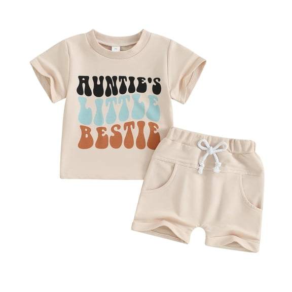 Bagilaanoe 2pcs Toddler Baby Boy Girl Shorts Set Short Sleeve Letter Print T Shirt Tops Shorts 6M 12M 18M 24M 3T Kids Casual Summer Clothes