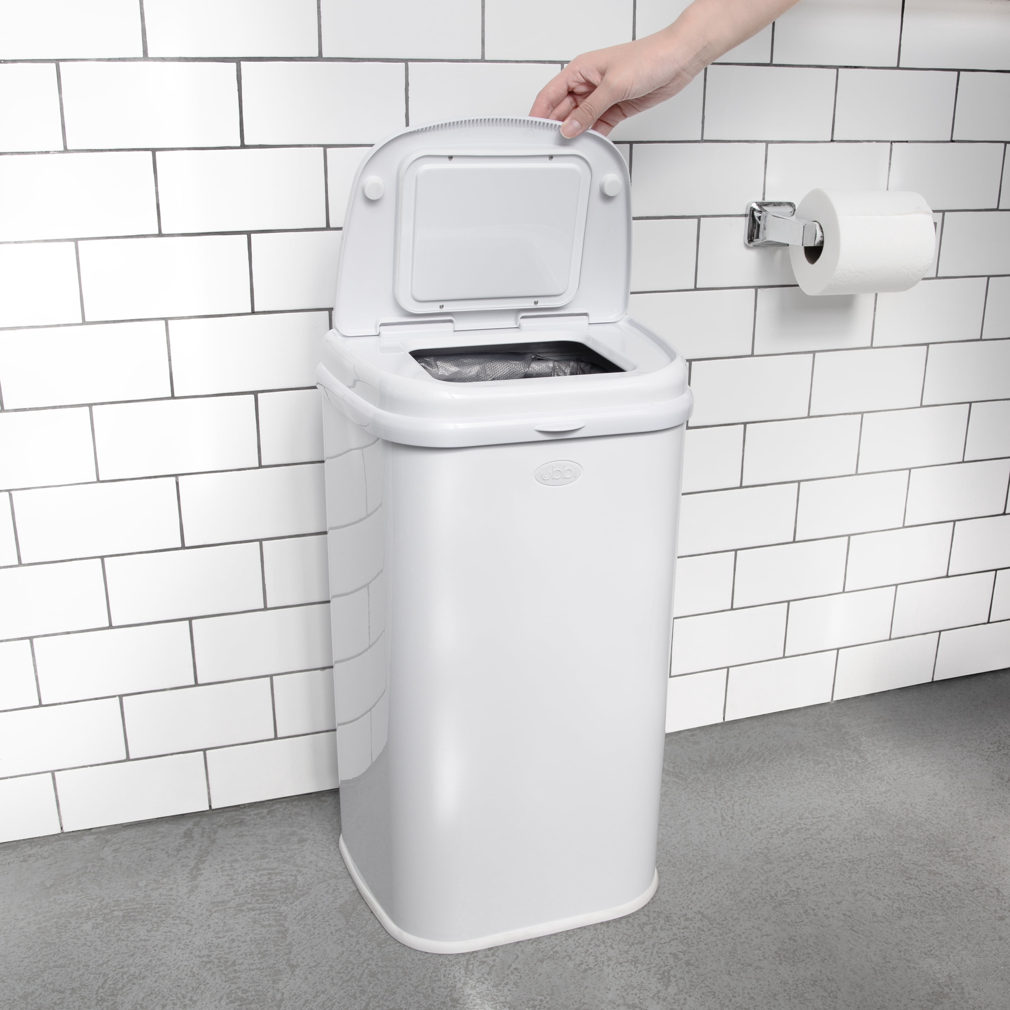Ubbi Adult Steel Odor-Locking Diaper Pail, No Special Bag Required, Award-Winning Design, White