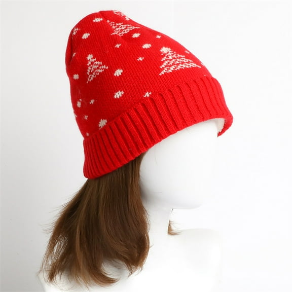 Winter Warm Beanie Hat for Adult Christmas Thicken Fleece Lining Cuffed Hats Knitted Cold Weather Slouchy Skull Cap
