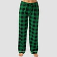 thumbnail image 2 of Fiaer Women Plaid Oversized Pajamas Pants High Waisted Lace up Sleepwear Trousers Trendy Baggy Color Blocking Pjs Slacks with Pocket Green XXXXXL, 2 of 8
