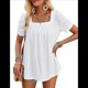 thumbnail image 2 of Camisetas de Punto Holgadas Informales de Corta con Pliegues y Cuello Cuadrado para Mujer, Blusas de Punto de Color Liso L, 2 of 10