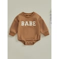thumbnail image 2 of Bagilaanoe Newborn Baby Girl Boy Oversized Romper Sweatshirt Long Sleeve Bodysuits Letter Embroidery Pullover 6M 12M 18M 24M Infant Casual Tee Tops, 2 of 8