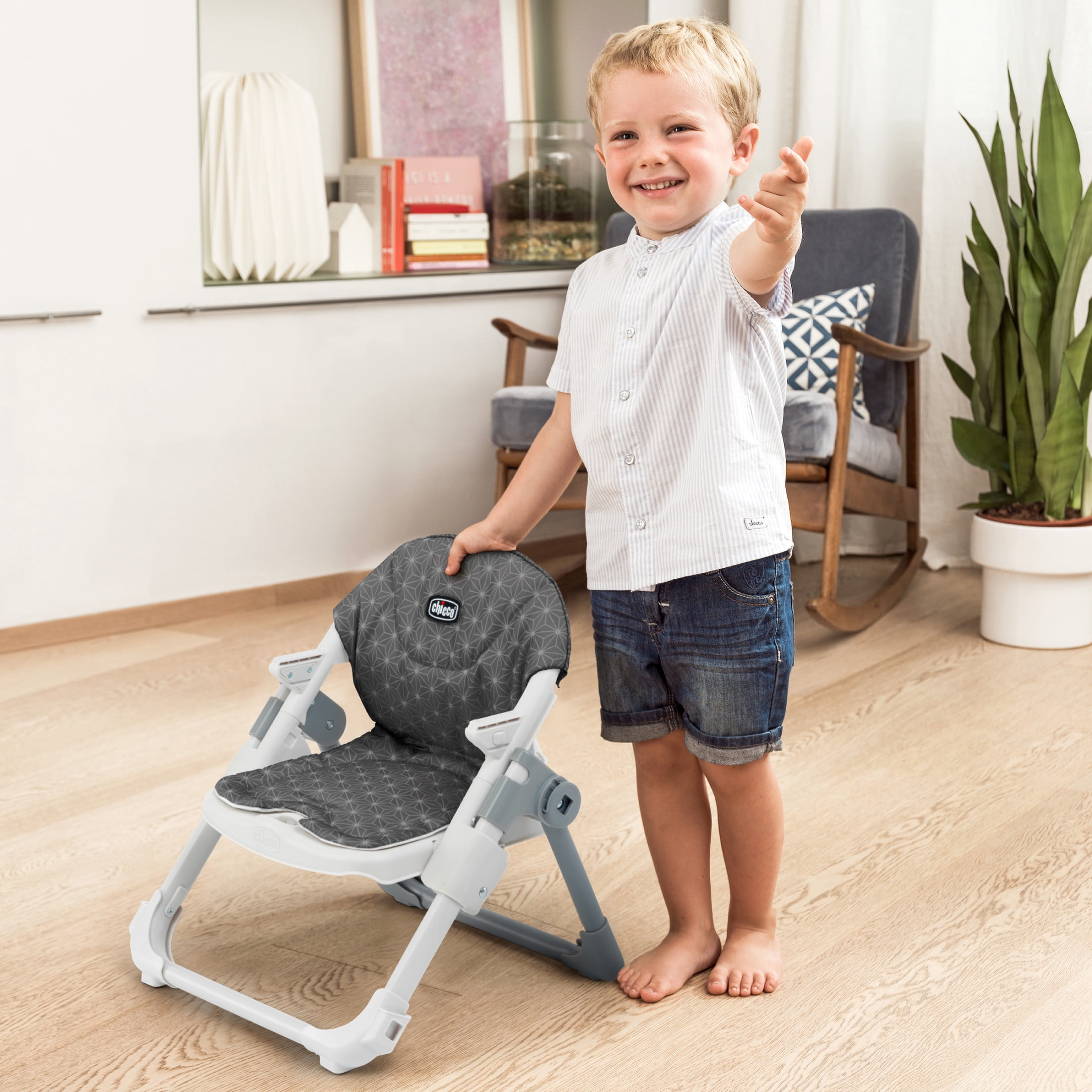 Chicco Take-A-Seat Chair Booster, Floor Seat and Toddler Chair - Grey Star (Grey), New