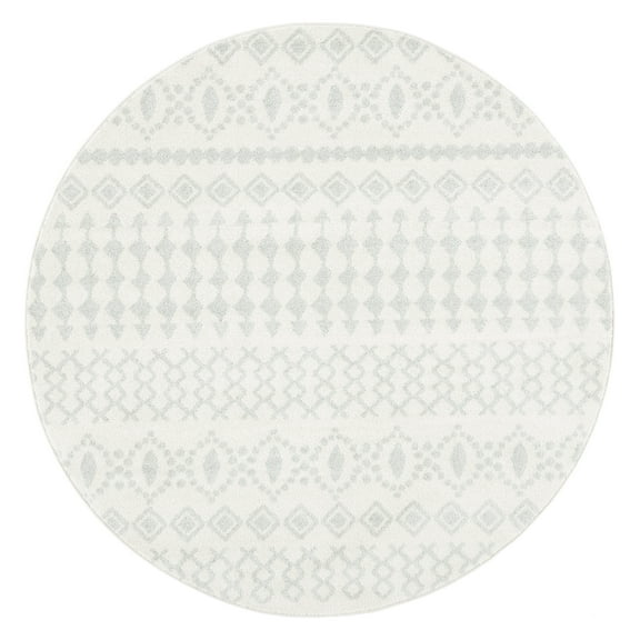 SAFAVIEH Tulum Herbert Oriental Area Rug, Ivory/Light Grey, 6'7" x 6'7" Round