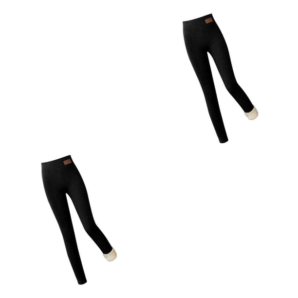 Greeniant Mallas de Cachemira súper gruesas para mujer, pantalones deportivos, pantalones pitillo todo en de invierno, cintura alta, parte Negro/S 2piezas