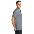 thumbnail image 3 of Port Authority Oxford Pique Double Pocket Polo-S (Monument Grey/ White), 3 of 6