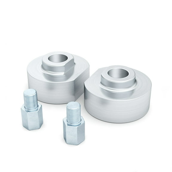 Front Leveling Kit 2 inch Lift, 4WD Vehicle ONLY, Compatible with Ford 1981-1996 F150 F-150, 1981-1996 Bronco, 1983-1996 Ranger, 1991-1994 Explorer - Suspension Lower Strut Aluminum Silver Spacers