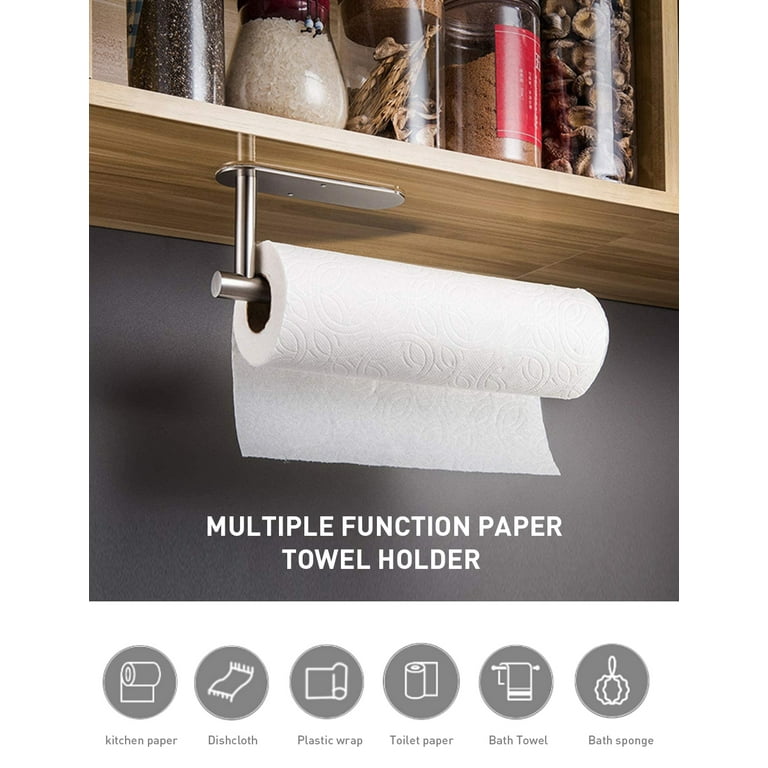 Koovon Paper Towel Holder Wall Mount, Self-Adhesive Under Cabinet