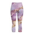 thumbnail image 5 of SCRAWLGOD Marble Print Golden Violet Capri Leggings for Women, Breathable Athletic Slim Yoga Pants with Pockets, High Waisted Buttery Soft Women's Leggings for Workout, XL, 5 of 7