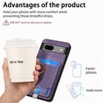 thumbnail image 3 of Nalacover 2-in-1 Magnetic Case for Google Pixel 7A, Back Wallet Case with Detachable Card Holder Ring Holder Stand Phone Cover for Google Pixel 7A, Vintage PU Leather Shockproof Case - Purple, 3 of 10