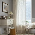 thumbnail image 2 of 2pcs Set Curtains Transparent Flower Embroidery Translucent Curtain Beige Embroidered Lace Curtains Vintage 59x87in, 2 of 5
