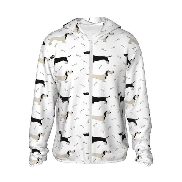 Fotbe Dachshund Dog Chaqueta con Protección Solar UPF 50+ para Hombre y Mujer, Camisa con Capucha y Bolsillos-Medium
